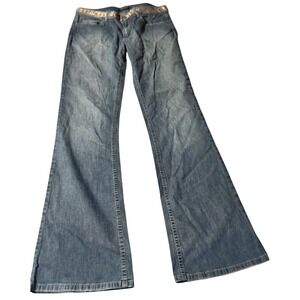 David Meister Jeans Size 10 Bell Bottom Sequin Waist Blue Denim